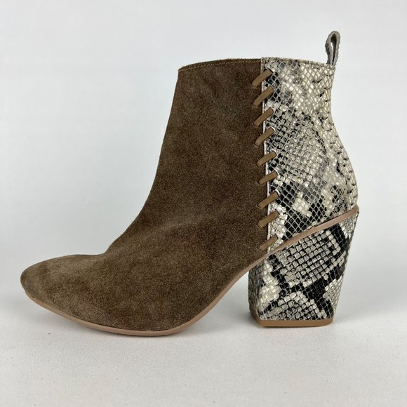 Naughty Monkey Saffron Womens Ankle Boot Taupe Suede Snake Print size 8.5 - Picture 7 of 15